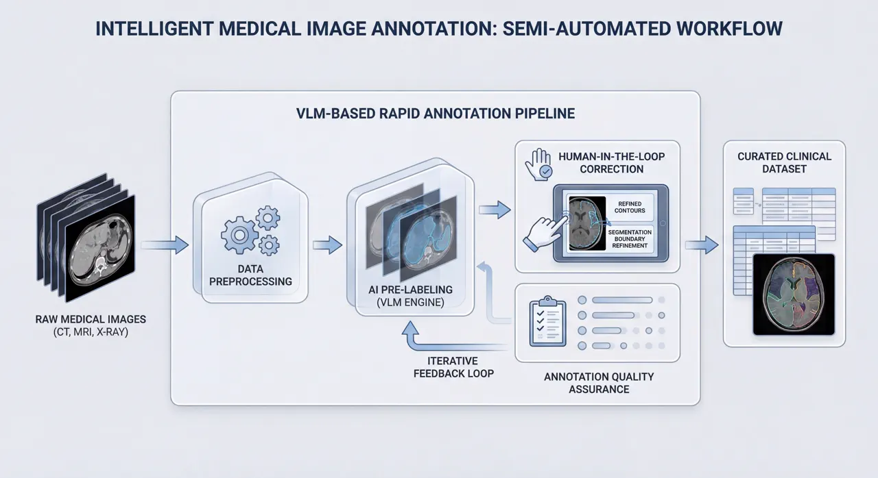 医学图像标注与模型流程示意