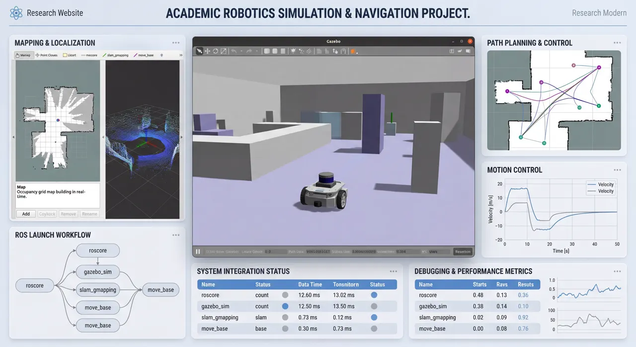 ROS Gazebo 机器人仿真与导航技术示意